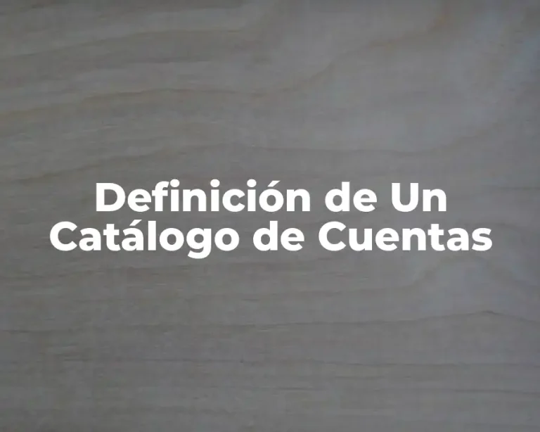Definición de Un Catálogo de Cuentas