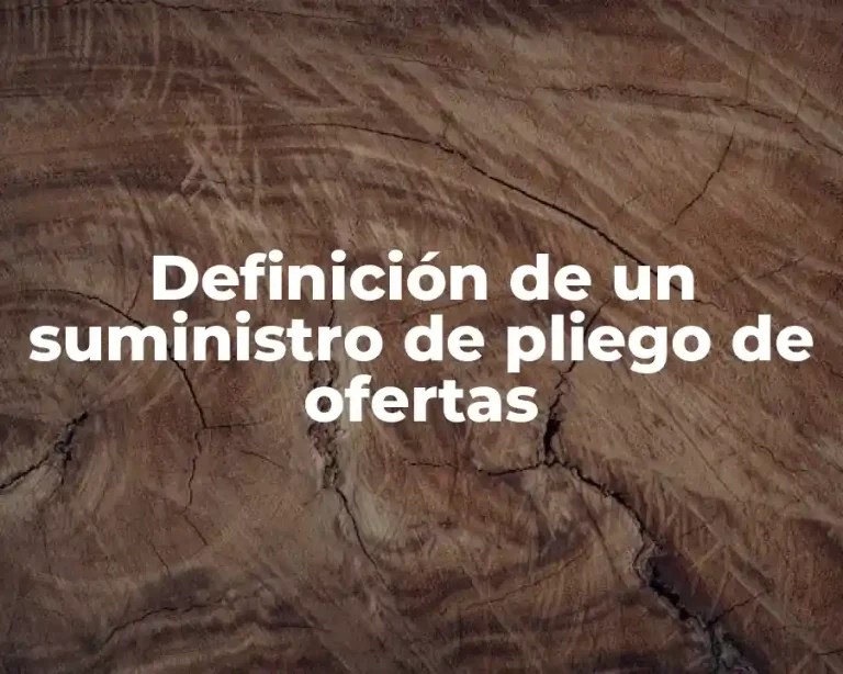 Definición de un suministro de pliego de ofertas