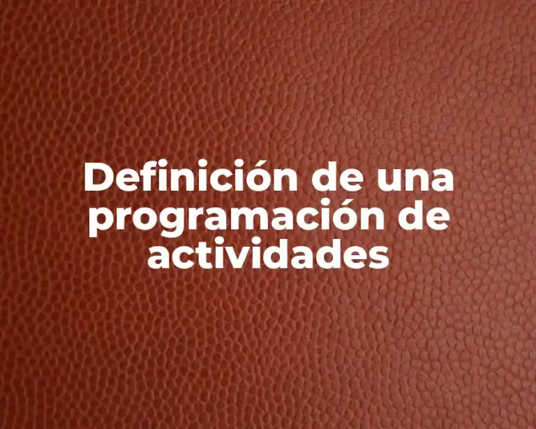 Definición de una programación de actividades