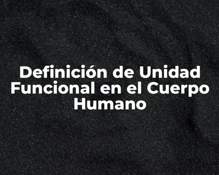 Definición de Unidad Funcional en el Cuerpo Humano