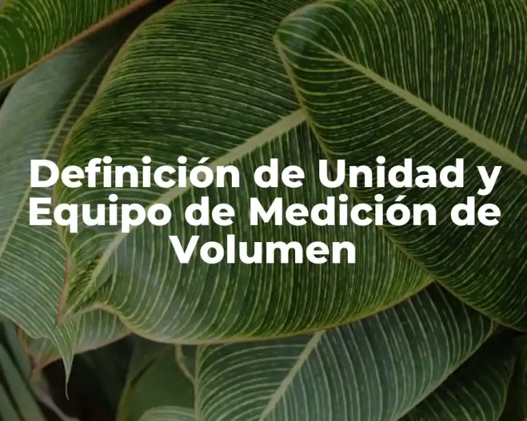 Definición de Unidad y Equipo de Medición de Volumen