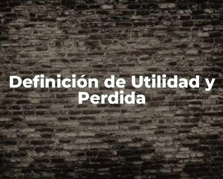 Definición de Utilidad y Perdida