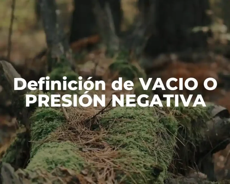 Definición de VACIO O PRESIÓN NEGATIVA