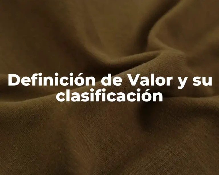 Definición de Valor y su clasificación