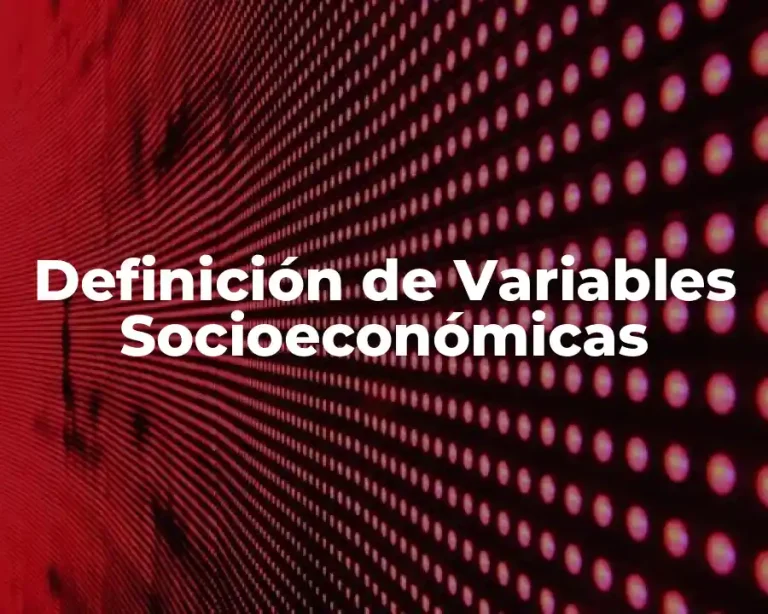 Definición de Variables Socioeconómicas