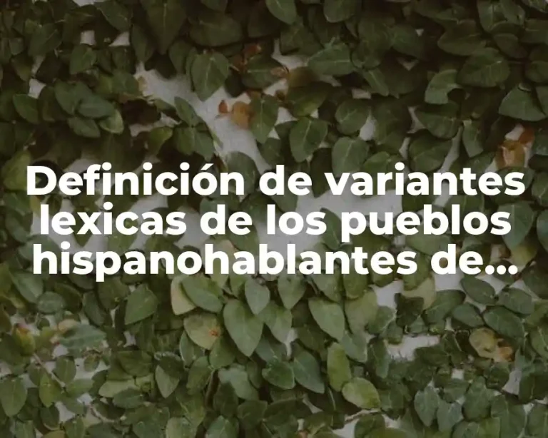 Definición de variantes lexicas de los pueblos hispanohablantes de México