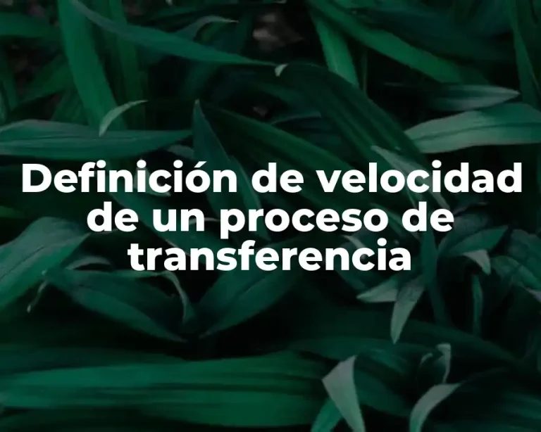 Definición de velocidad de un proceso de transferencia