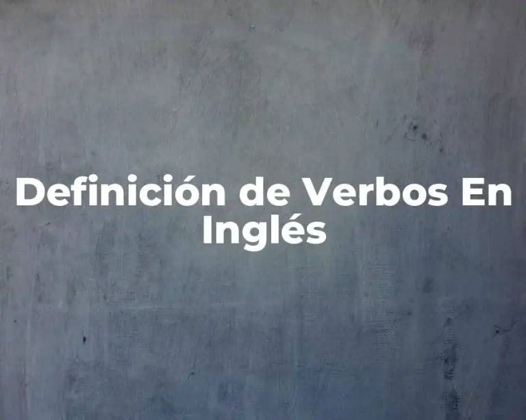 Definición de Verbos En Inglés