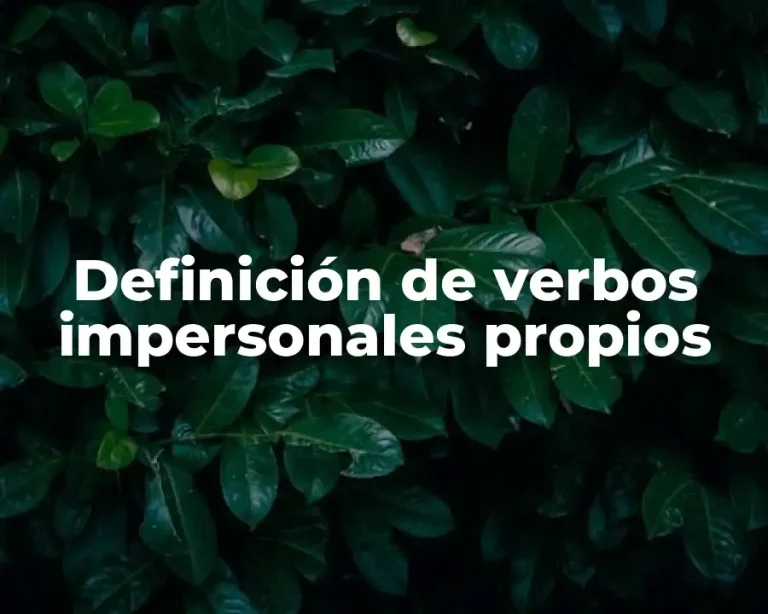 Definición de verbos impersonales propios