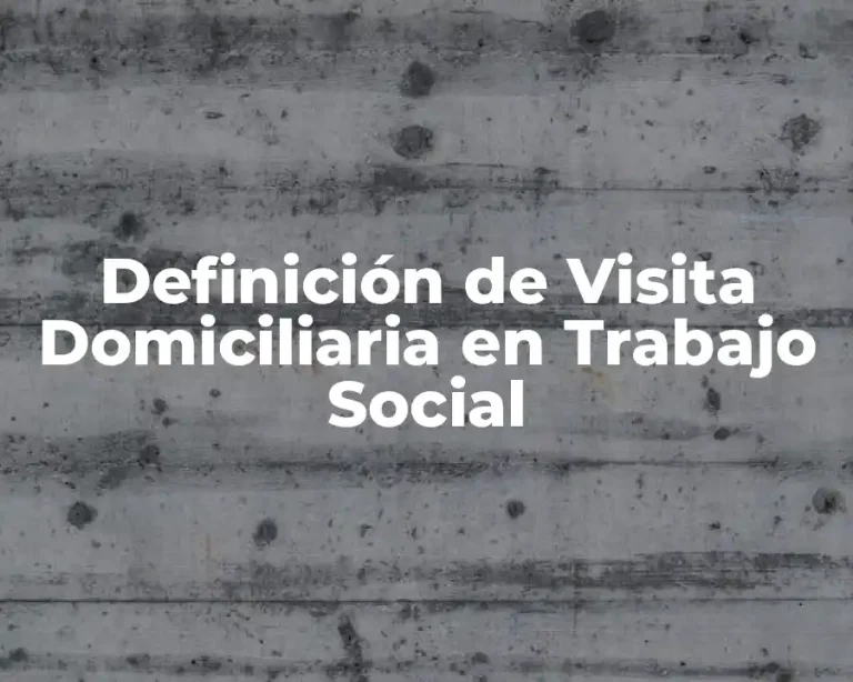 Definición de Visita Domiciliaria en Trabajo Social