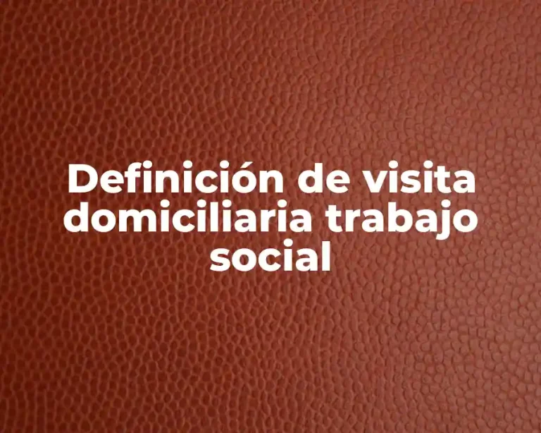 Definición de visita domiciliaria trabajo social