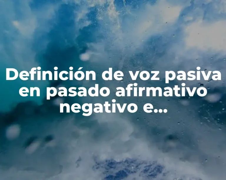 Definición de voz pasiva en pasado afirmativo negativo e interrogativo