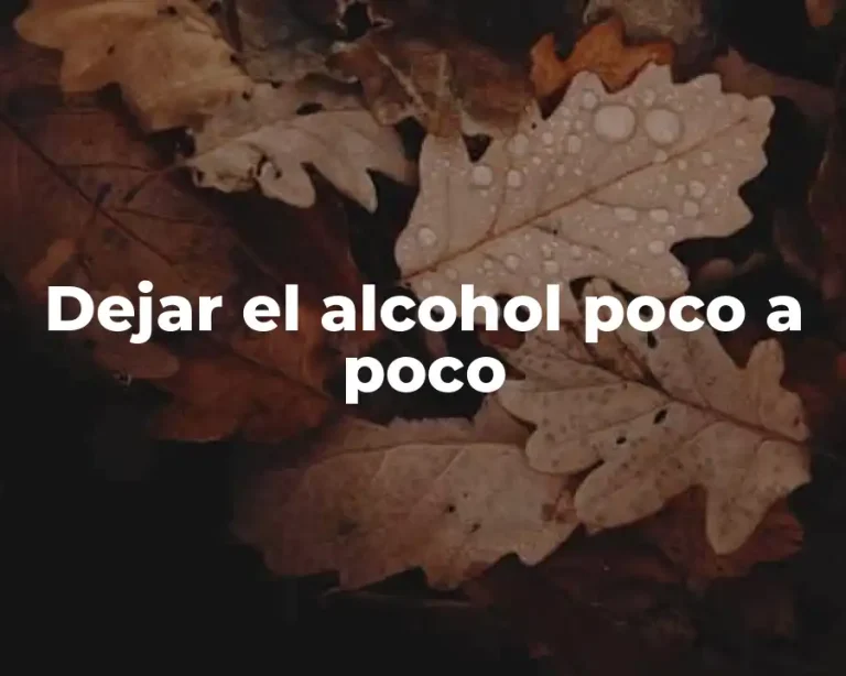 Dejar el alcohol poco a poco