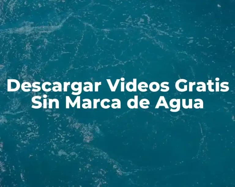 Descargar Videos Gratis Sin Marca de Agua