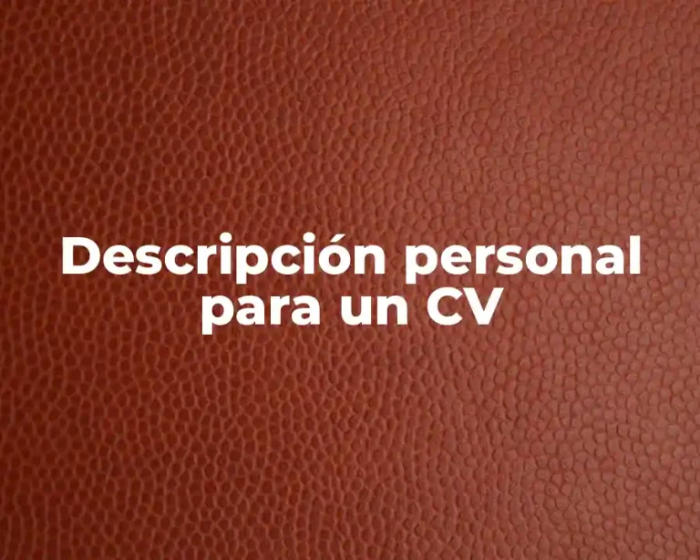 Descripción personal para un CV
