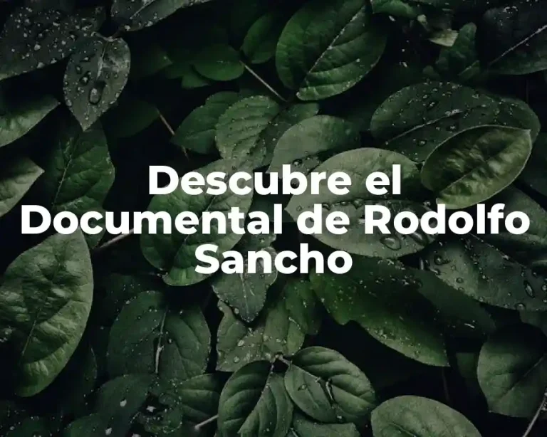 Descubre el Documental de Rodolfo Sancho