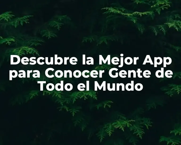 Descubre la Mejor App para Conocer Gente de Todo el Mundo