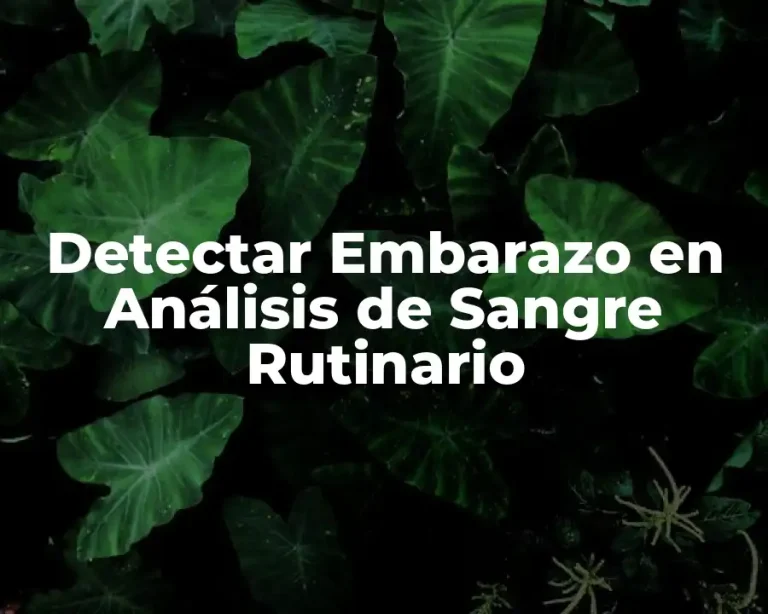 Detectar Embarazo en Análisis de Sangre Rutinario