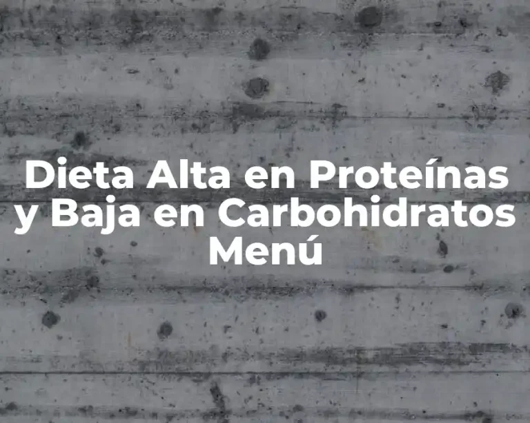 Dieta Alta en Proteínas y Baja en Carbohidratos Menú