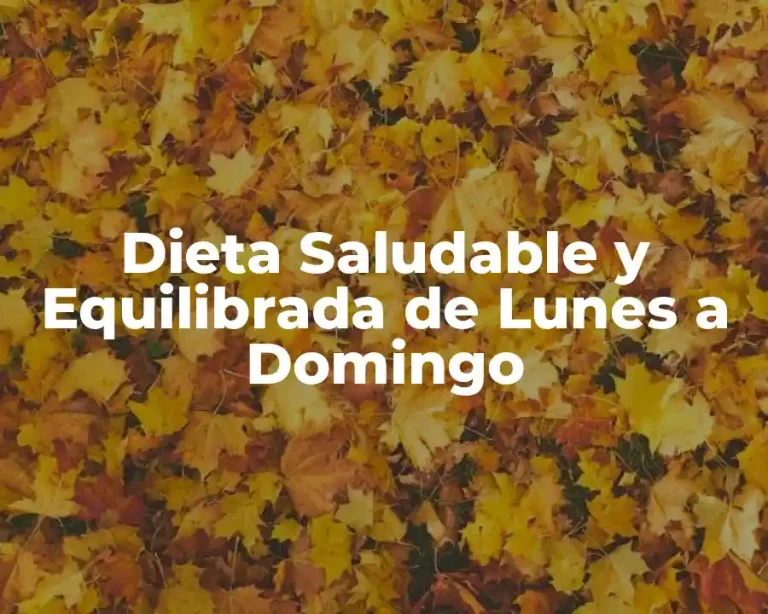 Dieta Saludable y Equilibrada de Lunes a Domingo