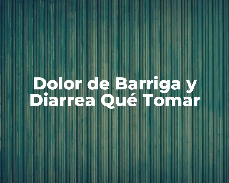 Dolor de Barriga y Diarrea Qué Tomar