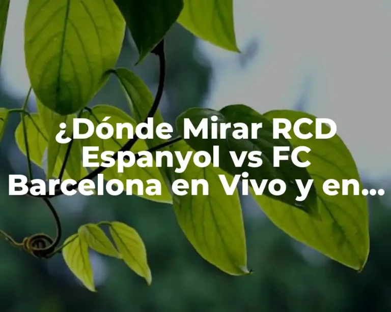 ¿Dónde Mirar RCD Espanyol vs FC Barcelona en Vivo y en Directo?