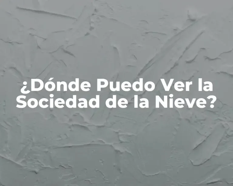 ¿Dónde Puedo Ver la Sociedad de la Nieve?