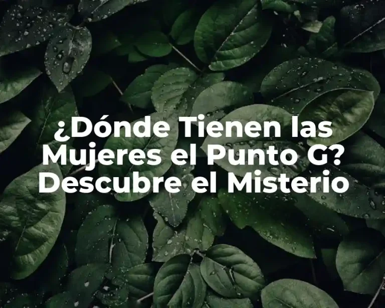 ¿Dónde Tienen las Mujeres el Punto G? Descubre el Misterio