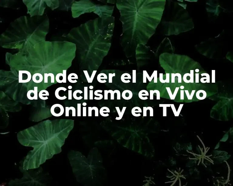 Donde Ver el Mundial de Ciclismo en Vivo Online y en TV