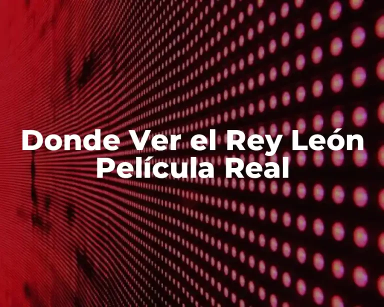 Donde Ver el Rey León Película Real