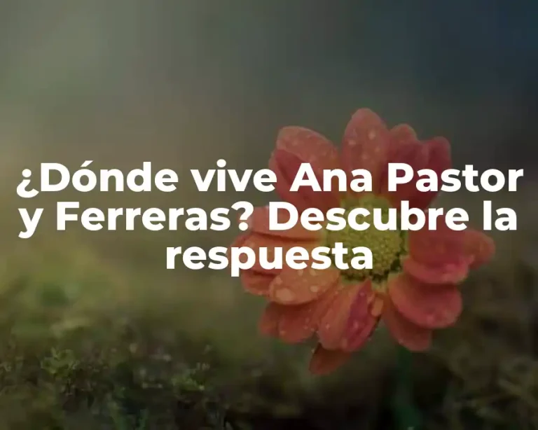 ¿Dónde vive Ana Pastor y Ferreras? Descubre la respuesta