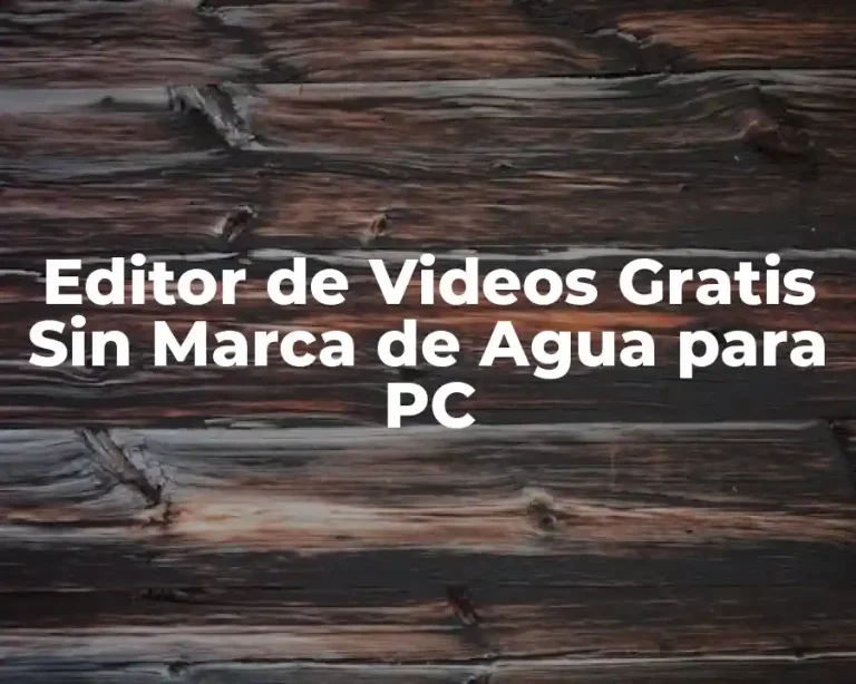 Editor de Videos Gratis Sin Marca de Agua para PC