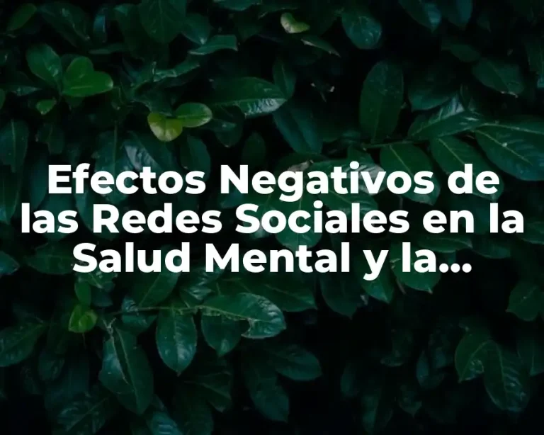 Efectos Negativos de las Redes Sociales en la Salud Mental y la Sociedad
