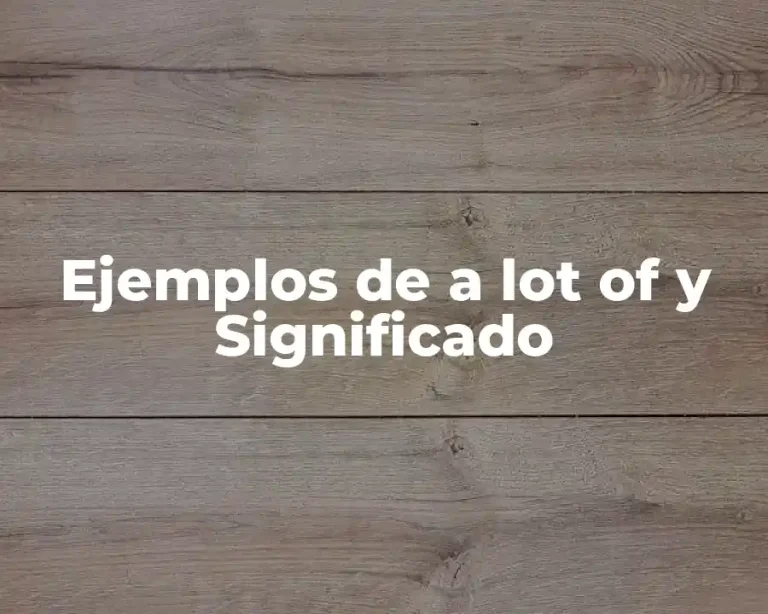 Ejemplos de a lot of y Significado