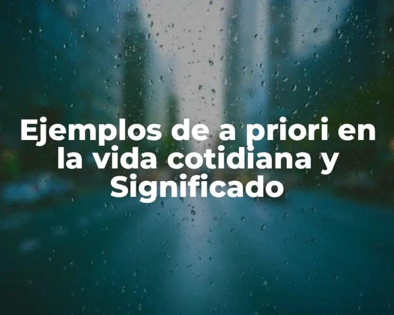 Ejemplos de a priori en la vida cotidiana y Significado