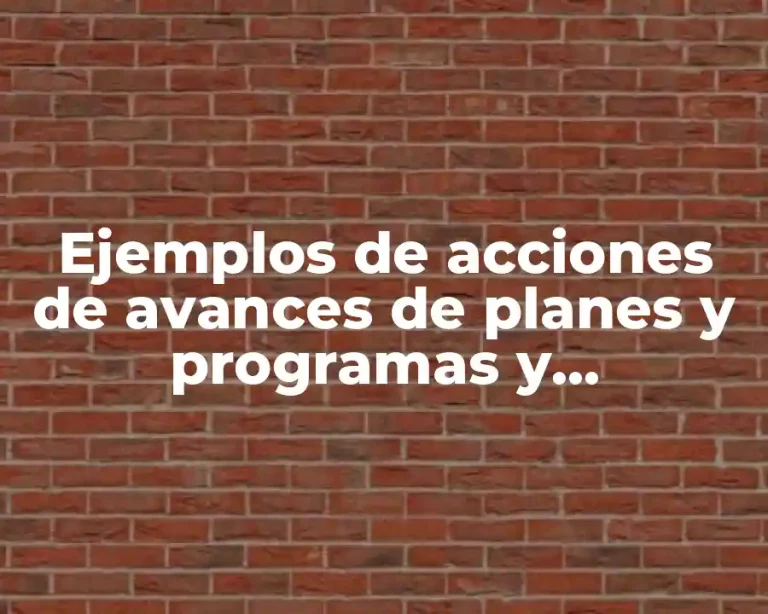 Ejemplos de acciones de avances de planes y programas y Significado