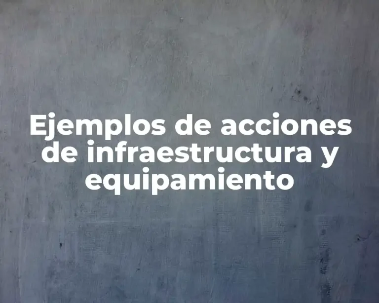 Ejemplos de acciones de infraestructura y equipamiento