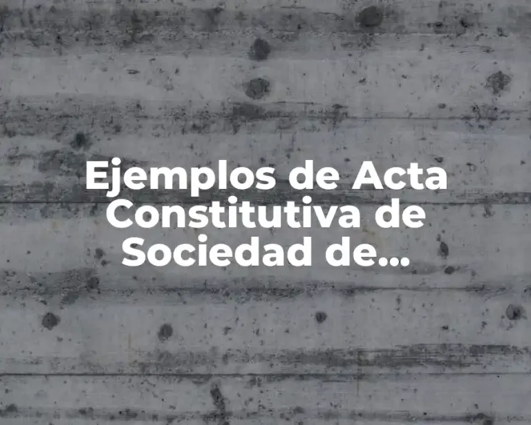 Ejemplos de Acta Constitutiva de Sociedad de Responsabilidad Limitada