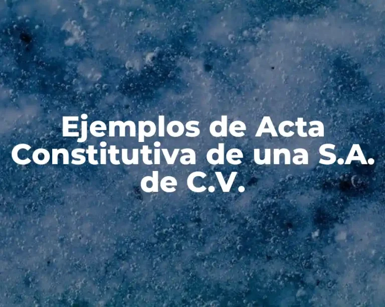 Ejemplos de Acta Constitutiva de una S.A. de C.V.