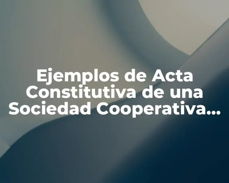 Ejemplos de Acta Constitutiva de una Sociedad Cooperativa Mexicana