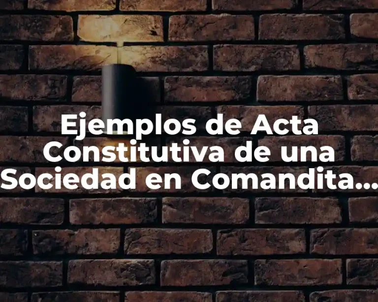 Ejemplos de Acta Constitutiva de una Sociedad en Comandita Simple
