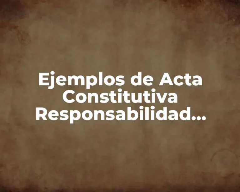 Ejemplos de Acta Constitutiva Responsabilidad Limitada