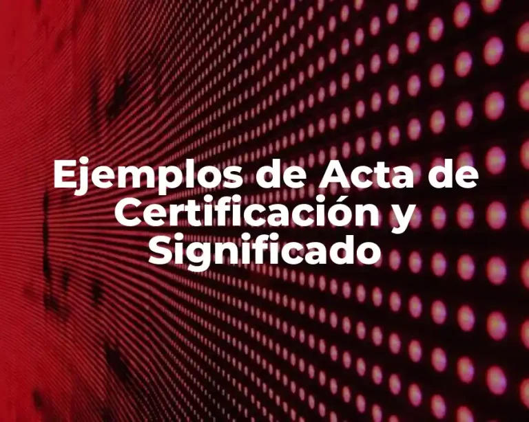 Ejemplos de Acta de Certificación y Significado