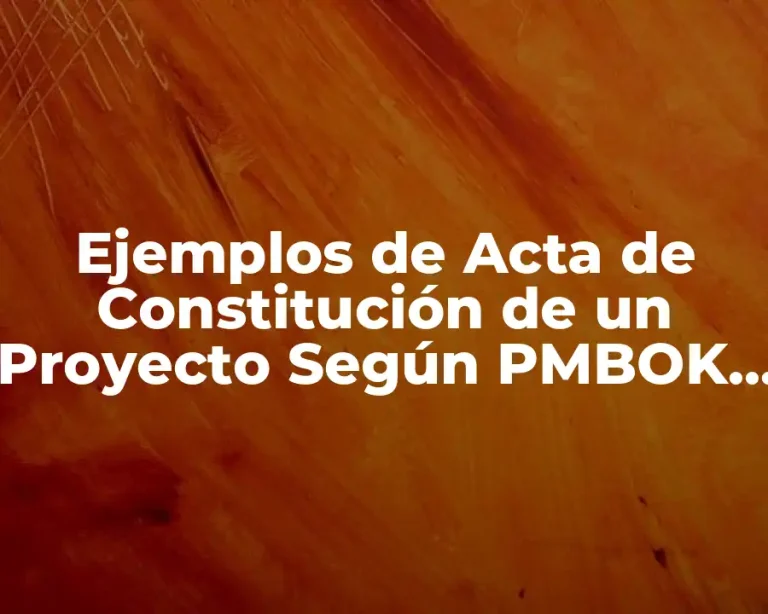 Ejemplos de Acta de Constitución de un Proyecto Según PMBOK y Significado