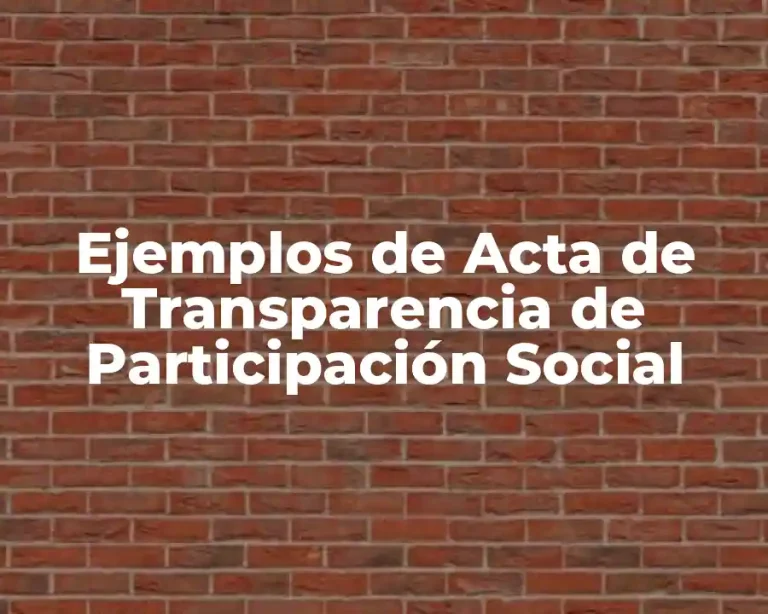 Ejemplos de Acta de Transparencia de Participación Social