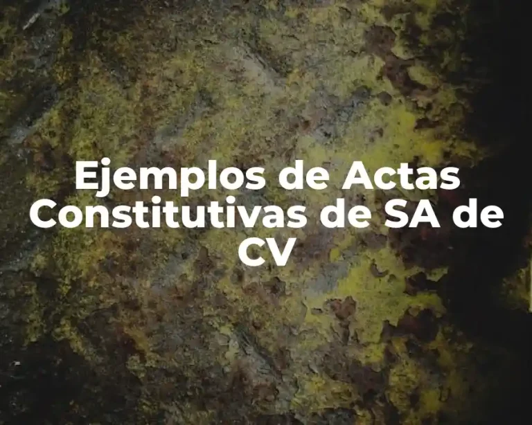 Ejemplos de Actas Constitutivas de SA de CV