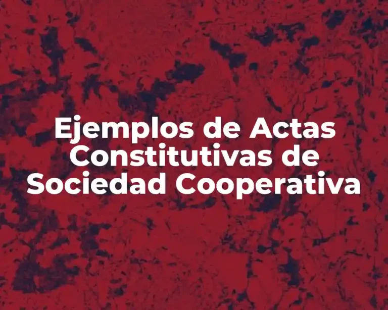 Ejemplos de Actas Constitutivas de Sociedad Cooperativa
