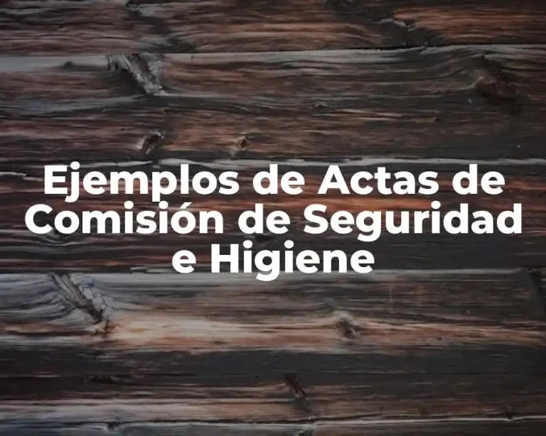 Ejemplos de Actas de Comisión de Seguridad e Higiene