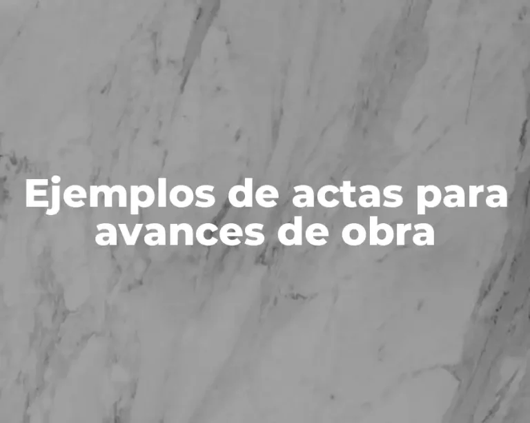 Ejemplos de actas para avances de obra