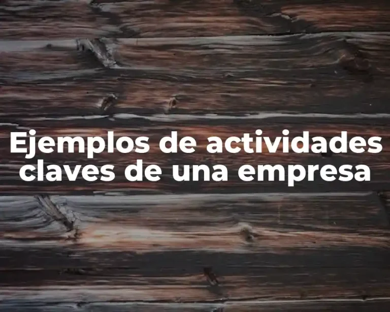 Ejemplos de actividades claves de una empresa